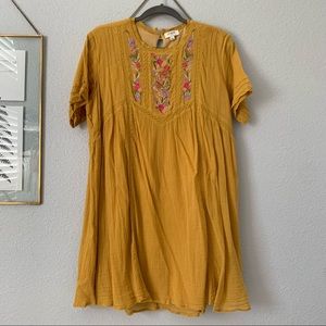 Umgee Yellow Embroidered Dress